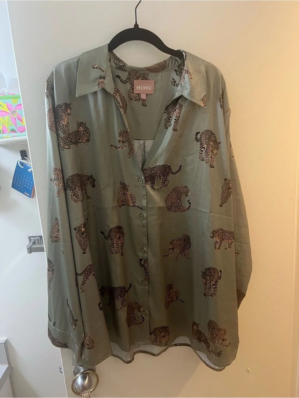 Show Me Your MuMu Olive Green Leopard-Print Button-Down Shirt